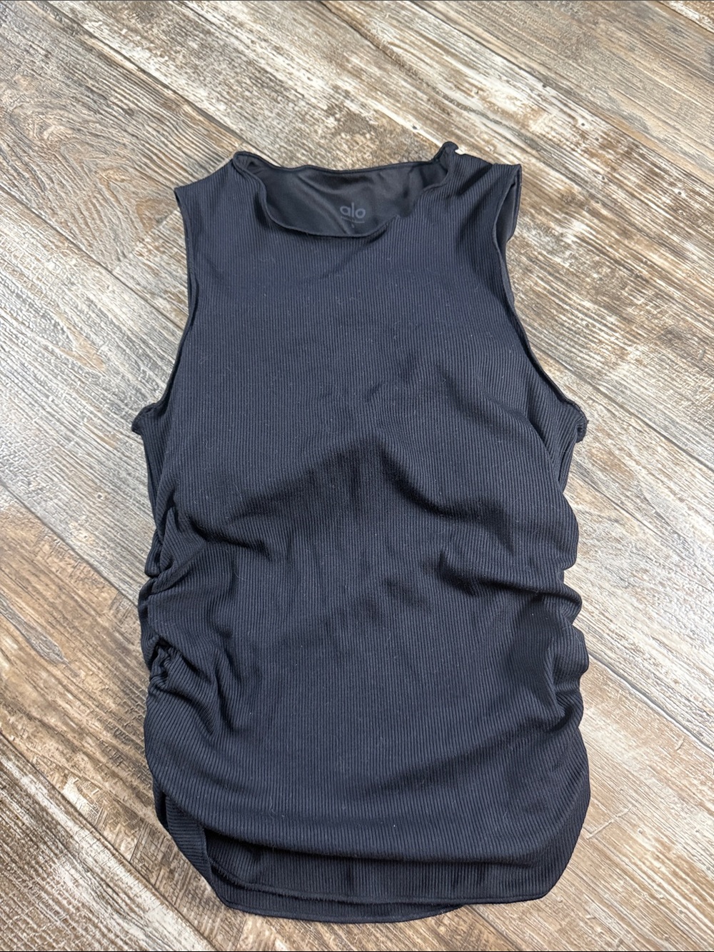 ALO Yoga Black Ribbed Crewneck Sleeveless Tank